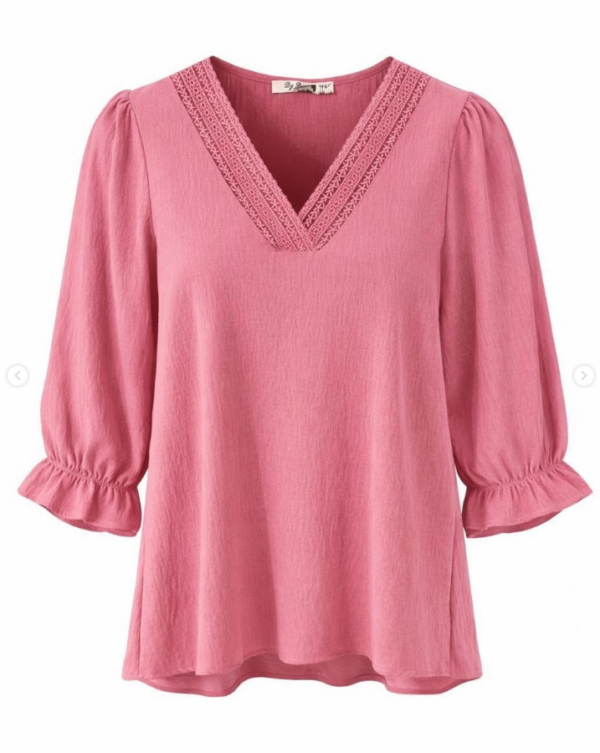 V Yaka Dantelli Bluz